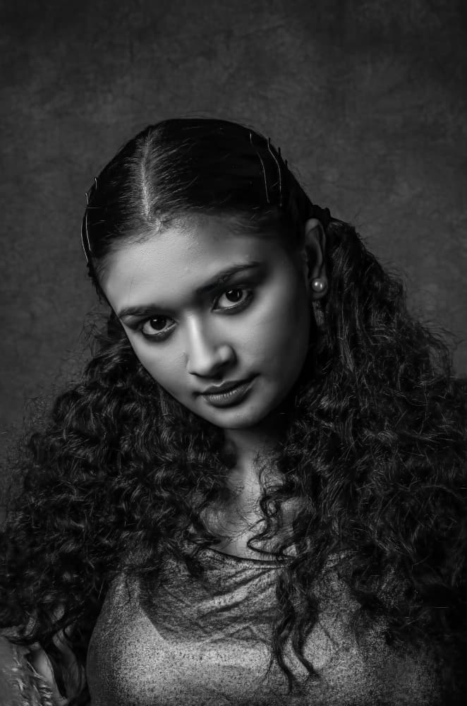 Captivating Woman Monochrome Portrait by PARTHA BHATTACHARYYA — canvas wall art
