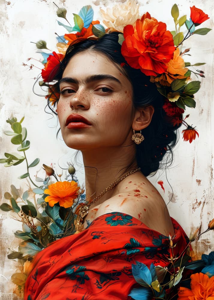 Mexican Floral Portrait by Justyna Jaszke — canvas wall art
