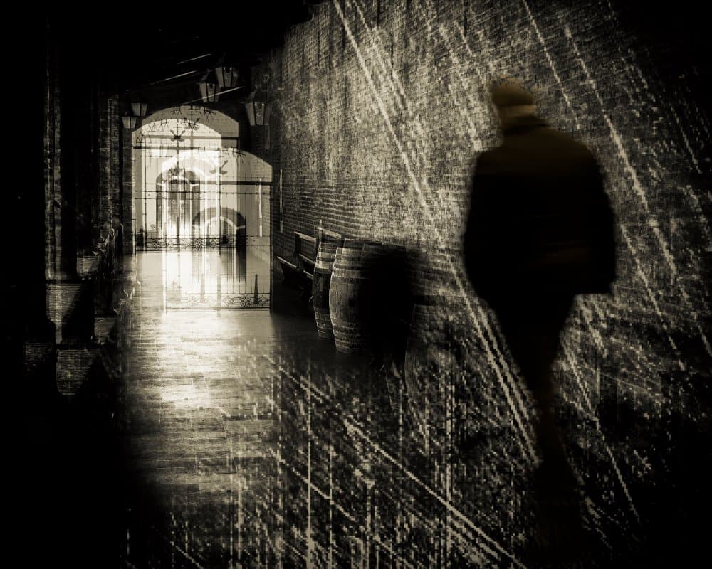 Shadowy Urban Passage by Raffaele Corte — canvas wall art