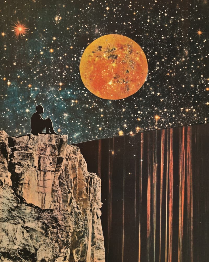 Man Under Orange Moon by Samantha Hearn — canvas wall art