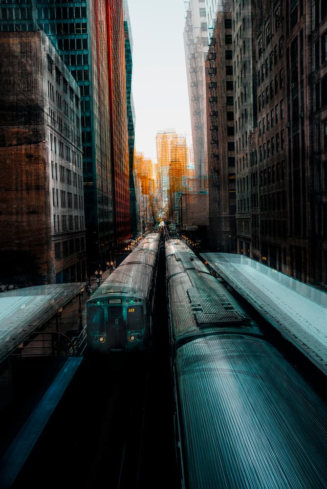 Elevated City Trains by Carmine Chiriacò — canvas wall art