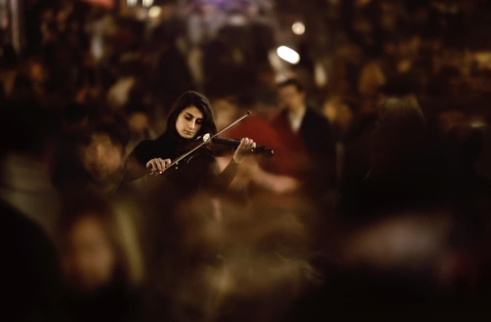 Warm Violin Performance by Nurten Öztürk — canvas wall art