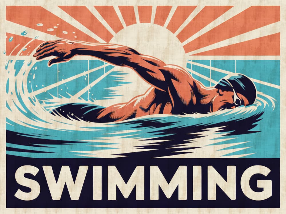 Dynamic Swimmer Sunrise by Andreas Magnusson — canvas wall art