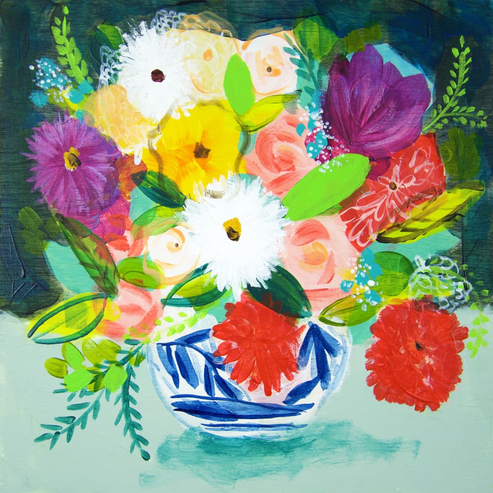 Vibrant Painted Flowers by Shelley Hampe — canvas wall art