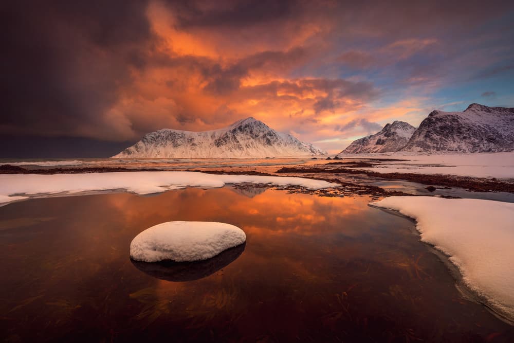 Dramatic Winter Sunset by Grzegorz Lewandowski — canvas wall art