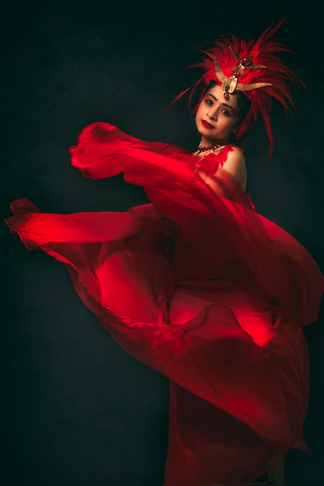 Elegant Red Dancer by Prithul Das — canvas wall art