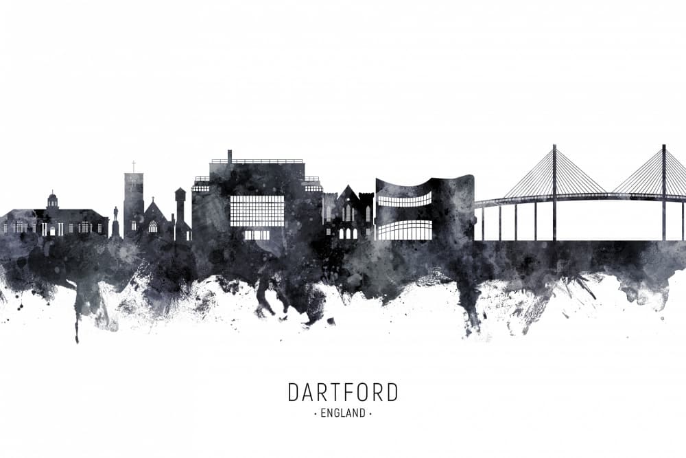 Dartford England Skyline by Michael Tompsett — canvas wall art