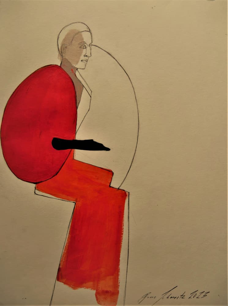 Abstract Red Woman by Doris Schmitz — canvas wall art