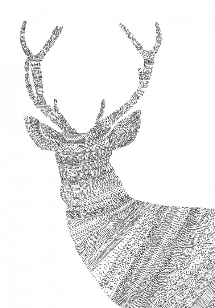 Elegant Patterned Stag by Florent Bodart — canvas wall art