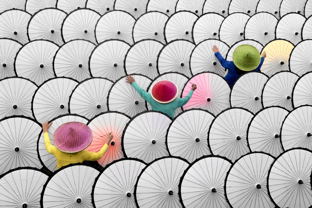 Three Colorful Hats by Gatot Herliyanto — canvas wall art
