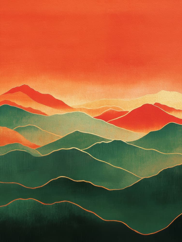 Golden Sunset Mountains by Bilge Paksoylu — canvas wall art