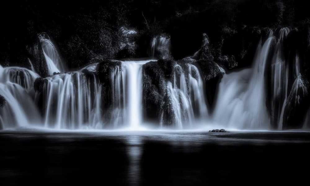 Serene Dark Waterfalls by Marc Huybrighs — canvas wall art