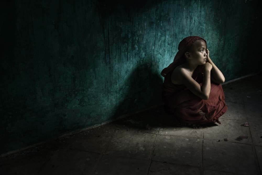 Pensive Child in Corner by Tuchi Imperial — canvas wall art
