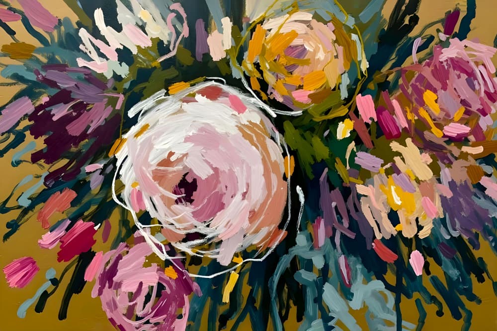 Vibrant Abstract Flowers by Edie — canvas wall art
