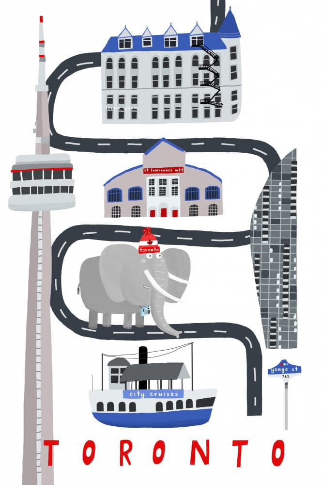 Whimsical Toronto Map by Carla Daly — canvas wall art