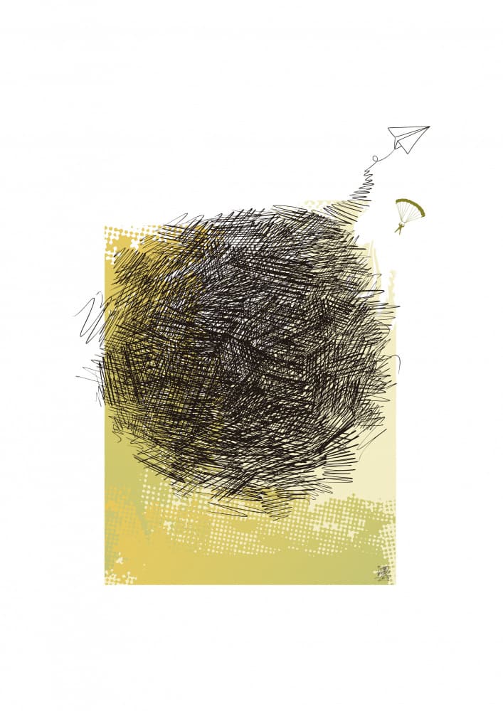 Scribble Flight Escape by Osvaldo Russo — canvas wall art