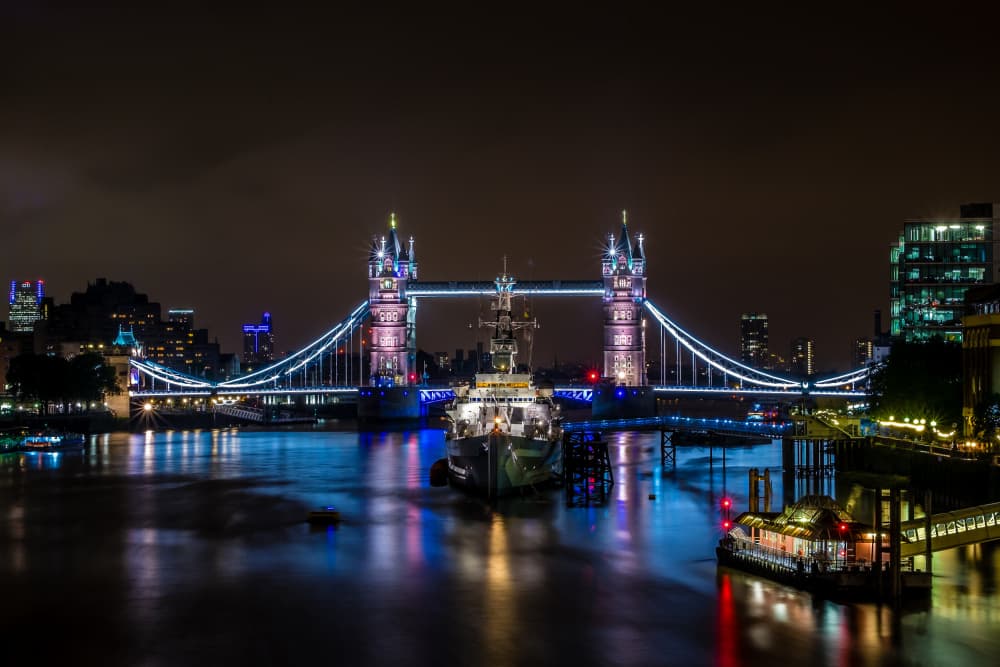 Tower Bridge Night Lights by Kevin Nirsimloo — canvas wall art