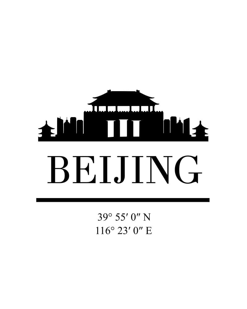 Beijing City Landmark Silhouette by Emiliano Deificus — canvas wall art