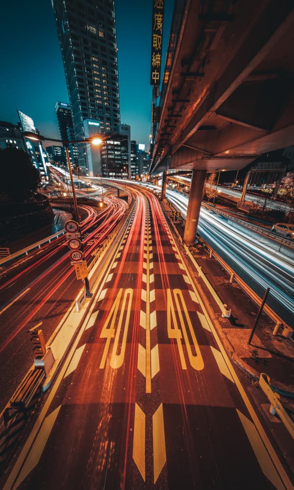 City Night Light Trails by Murakyami Daichi — canvas wall art