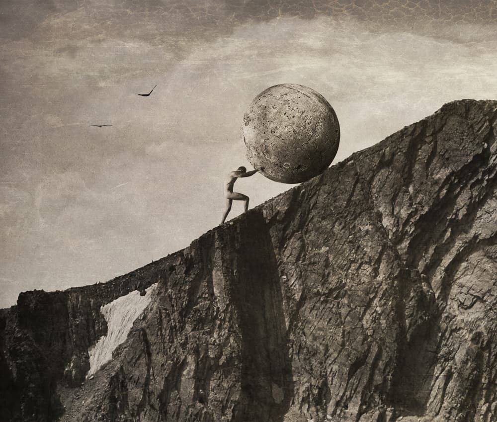 Man's Uphill Struggle by Jeffrey Hummel — canvas wall art