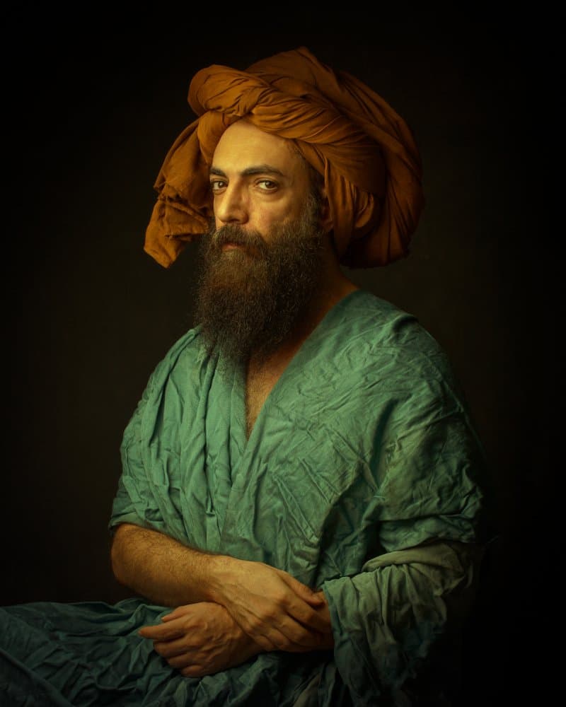 Man In Orange Turban by Mehdi Mokhtari — canvas wall art