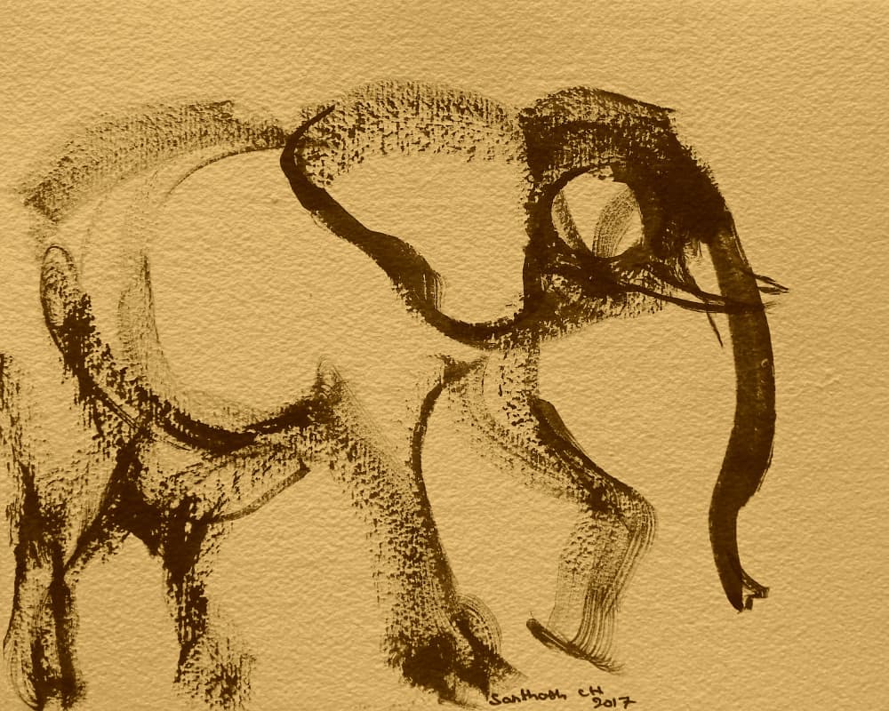 Sepia Elephant Gesture by Santhosh ch — canvas wall art