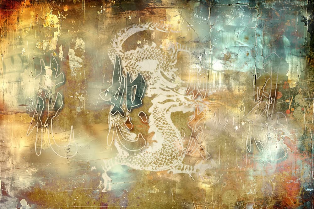 Oriental Dragon Calligraphy by Rafal Kulik — canvas wall art