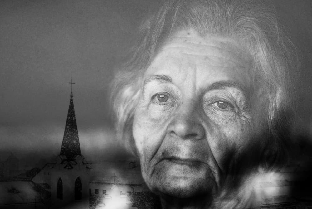 Elderly Woman Reflection by Nicoleta Gabor — canvas wall art