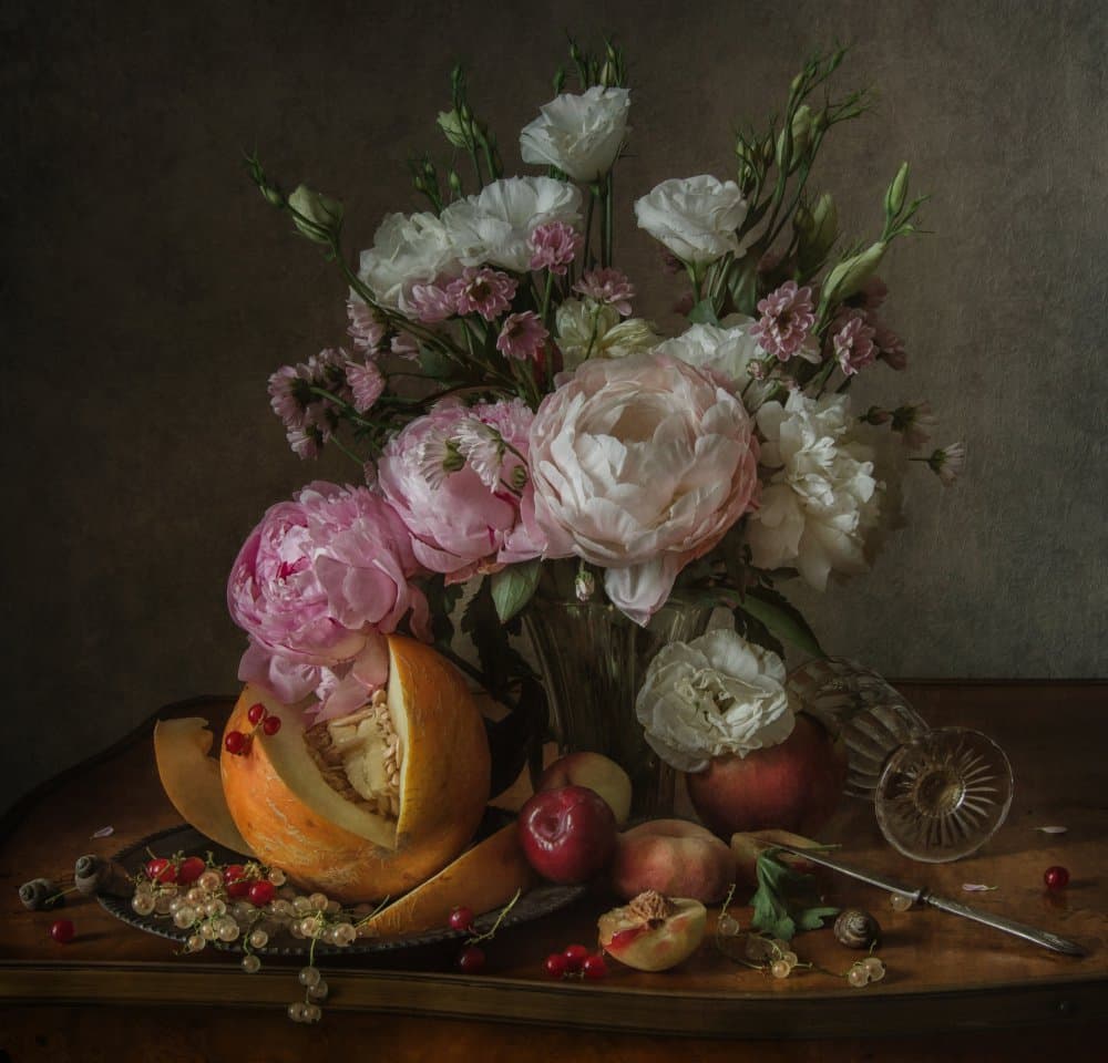 Elegant Floral Still Life by Anna Petina — canvas wall art