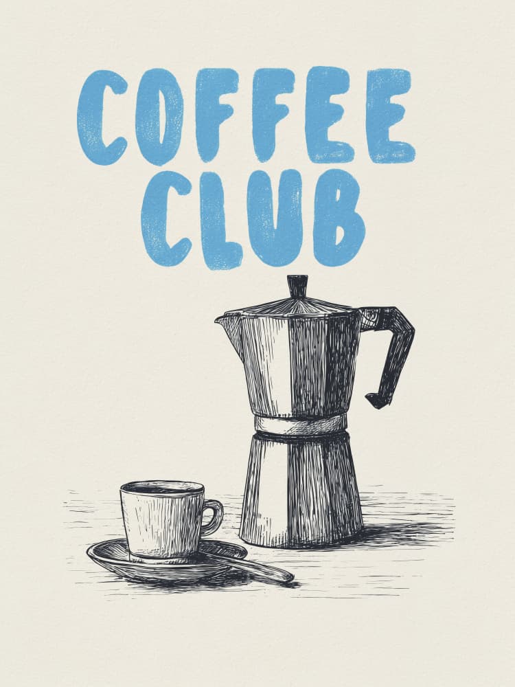 Coffee Club Moka Pot by Andreas Magnusson — canvas wall art