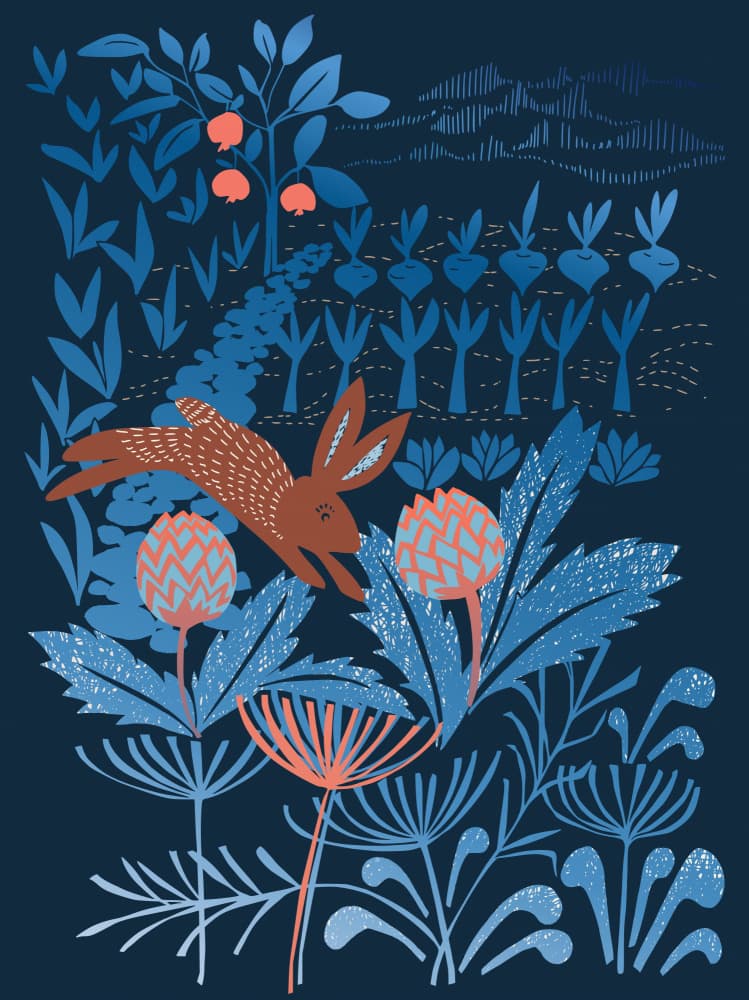 Whimsical Garden Rabbit by Annick — canvas wall art