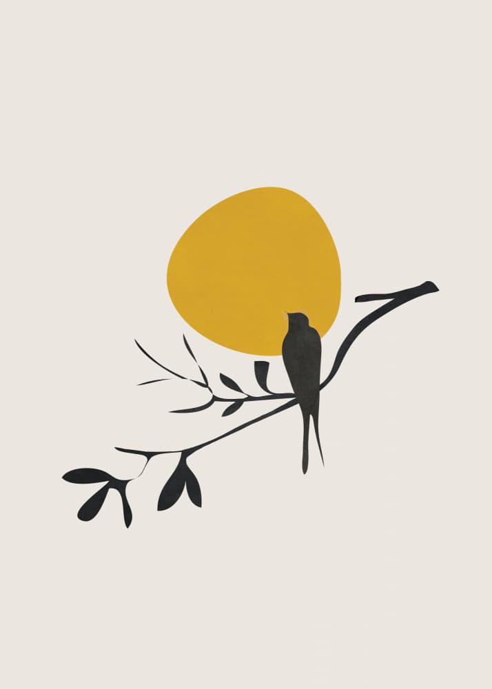 Golden Sun Bird by City Art — canvas wall art