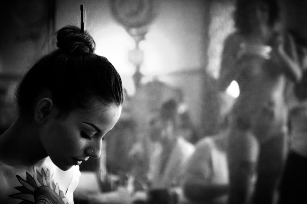 Reflective Backstage Woman by Traven Milovich — canvas wall art