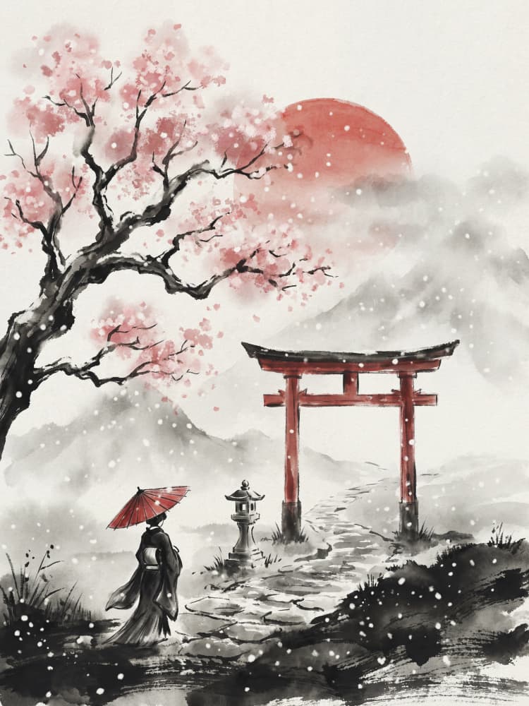 Kimono Winter Journey by Andreas Magnusson — canvas wall art