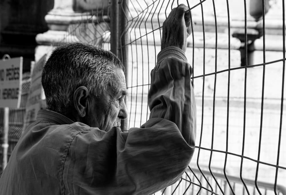 Elderly Man's Quiet Gaze by Fernando Alves — canvas wall art