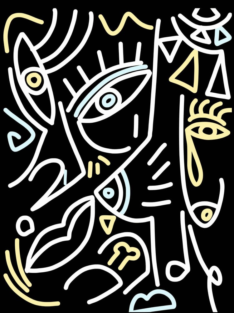 Neon Abstract Faces by Little Dean — canvas wall art
