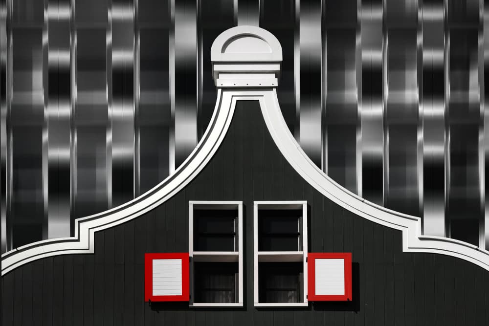 Geometric Red Shutters by Hans-Wolfgang Hawerkamp — canvas wall art