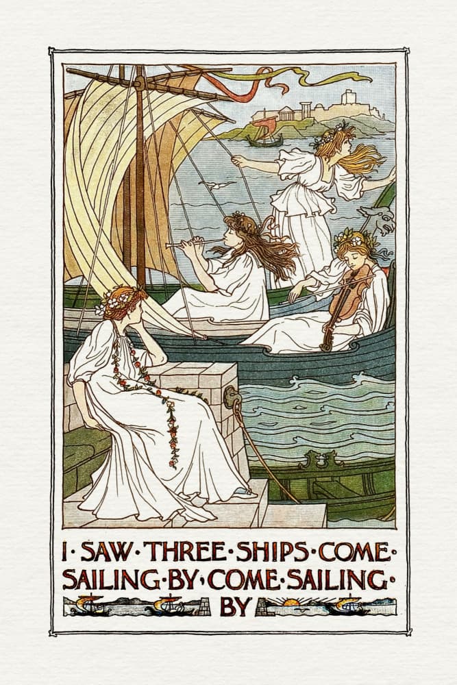 Three Ships Sailing Carol by Wild Violets — canvas wall art