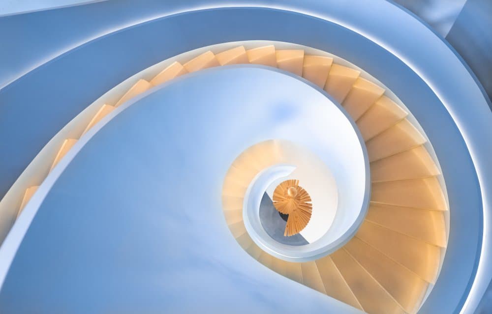 Golden Spiral Staircase by Peiyin Wang — canvas wall art