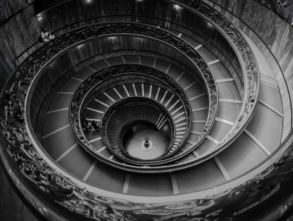 Grand Spiral Staircase by KIMIO KOBAYASHI — canvas wall art