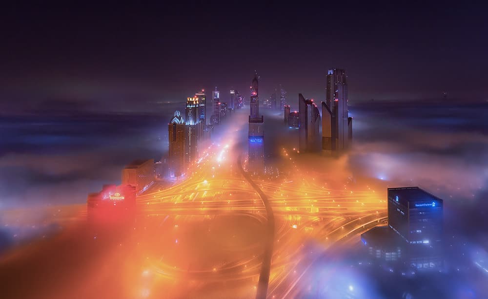 Glowing Urban Fog by Mohammad Rustam — canvas wall art
