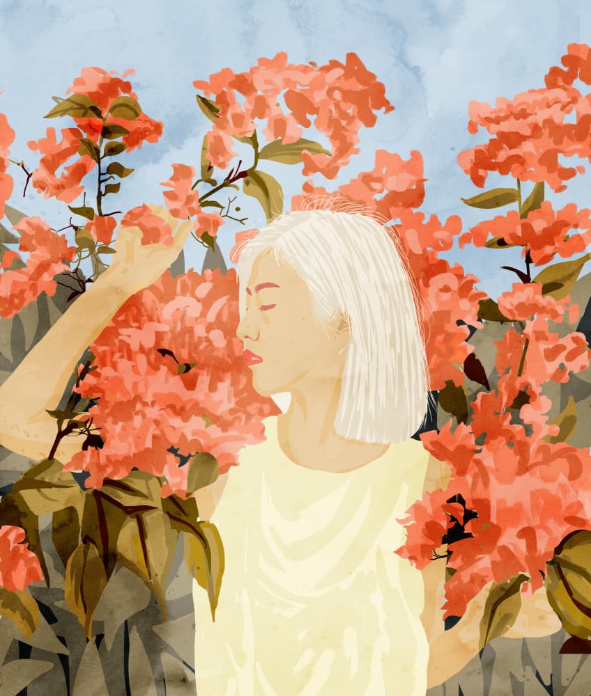 Peaceful Floral Woman by Uma Gokhale — canvas wall art