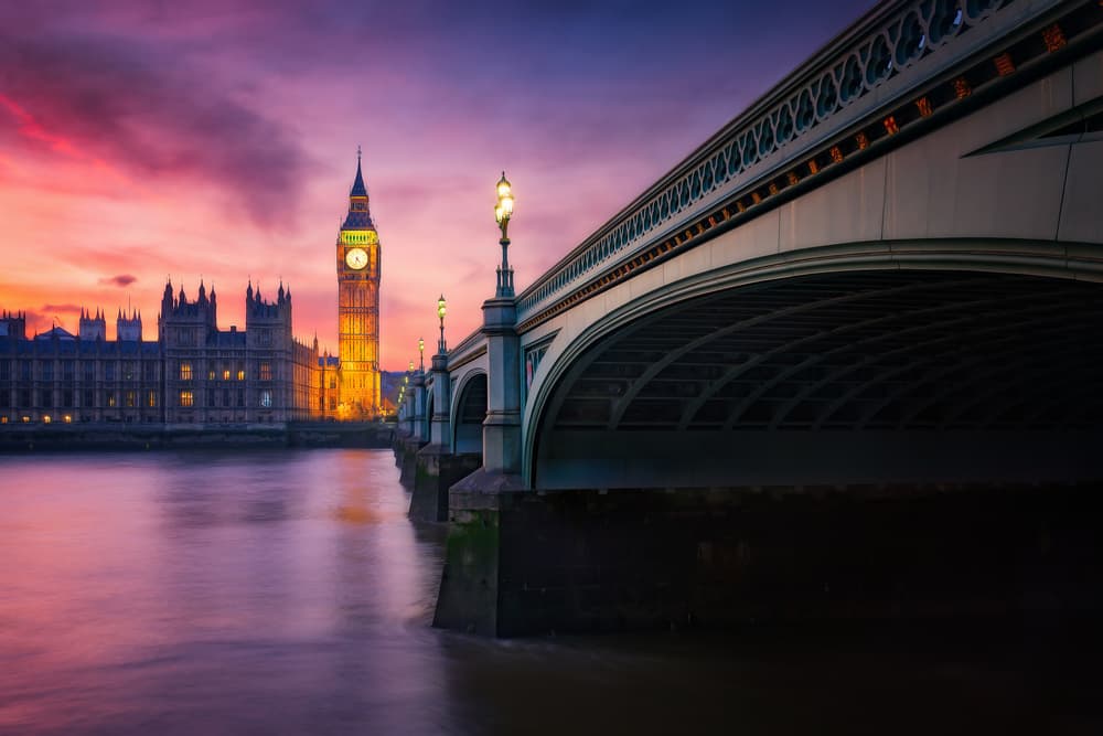 Iconic London Sunset by Sabine Weise — canvas wall art