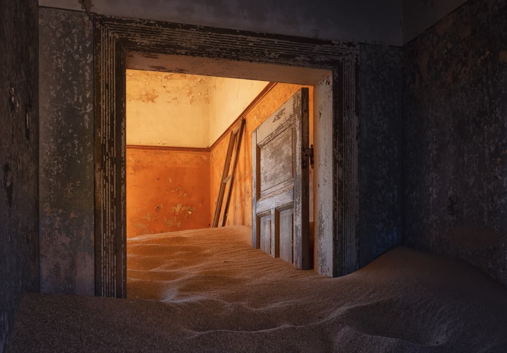 Sand Swept Abandoned Room by Michael Zheng — canvas wall art