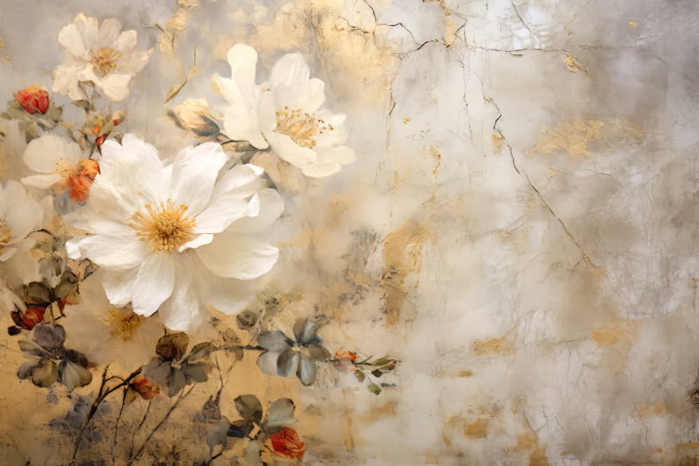 Vintage Floral Gold by Bilge Paksoylu — canvas wall art