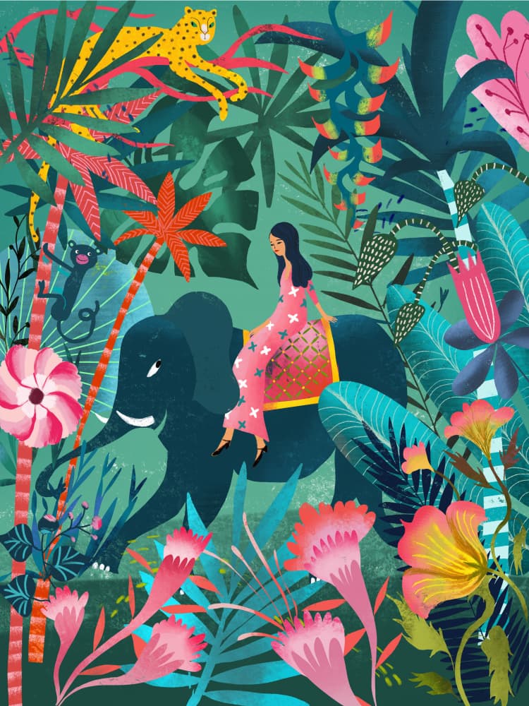 Tropical Elephant Adventure by uta krogmann — canvas wall art