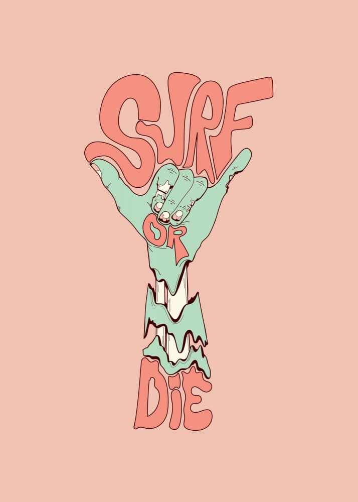 Surf Or Die Shaka by Stephen Wade — canvas wall art