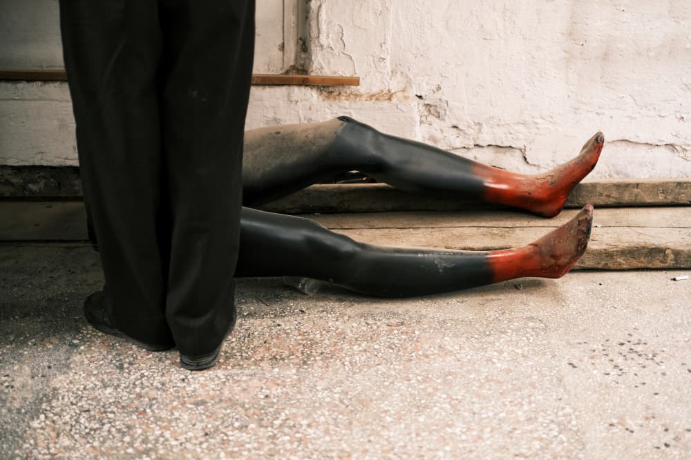 Gritty Red Tipped Legs by Ali Ayer — canvas wall art