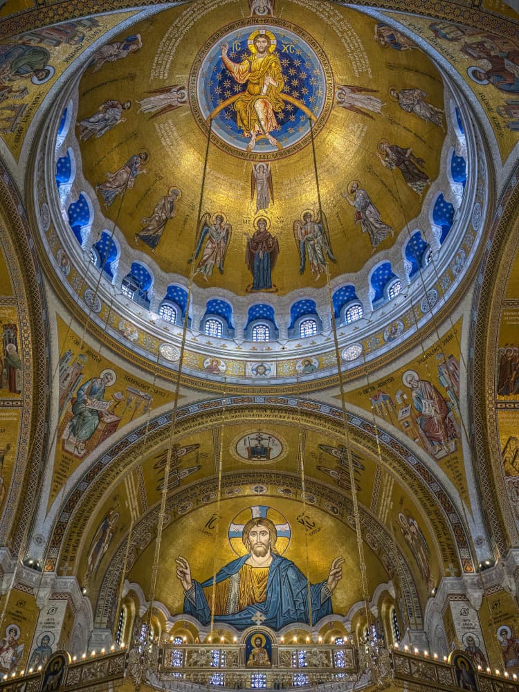 Golden Dome Christ Mosaic by Yi Pan — canvas wall art
