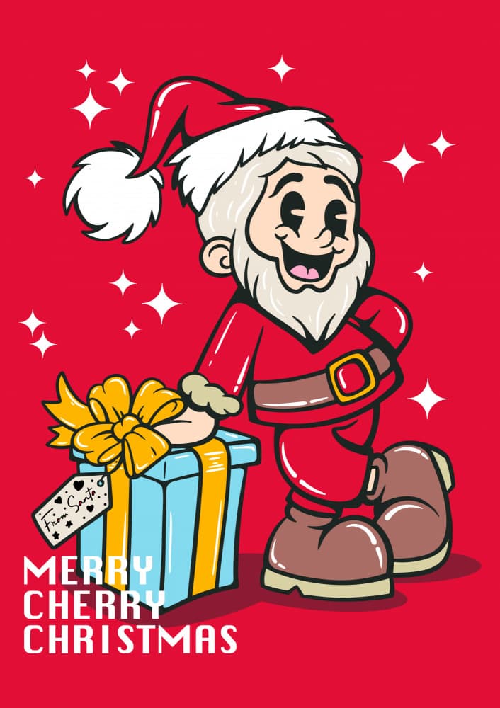 Jolly Cartoon Santa by Alina Shulhouskaya — canvas wall art